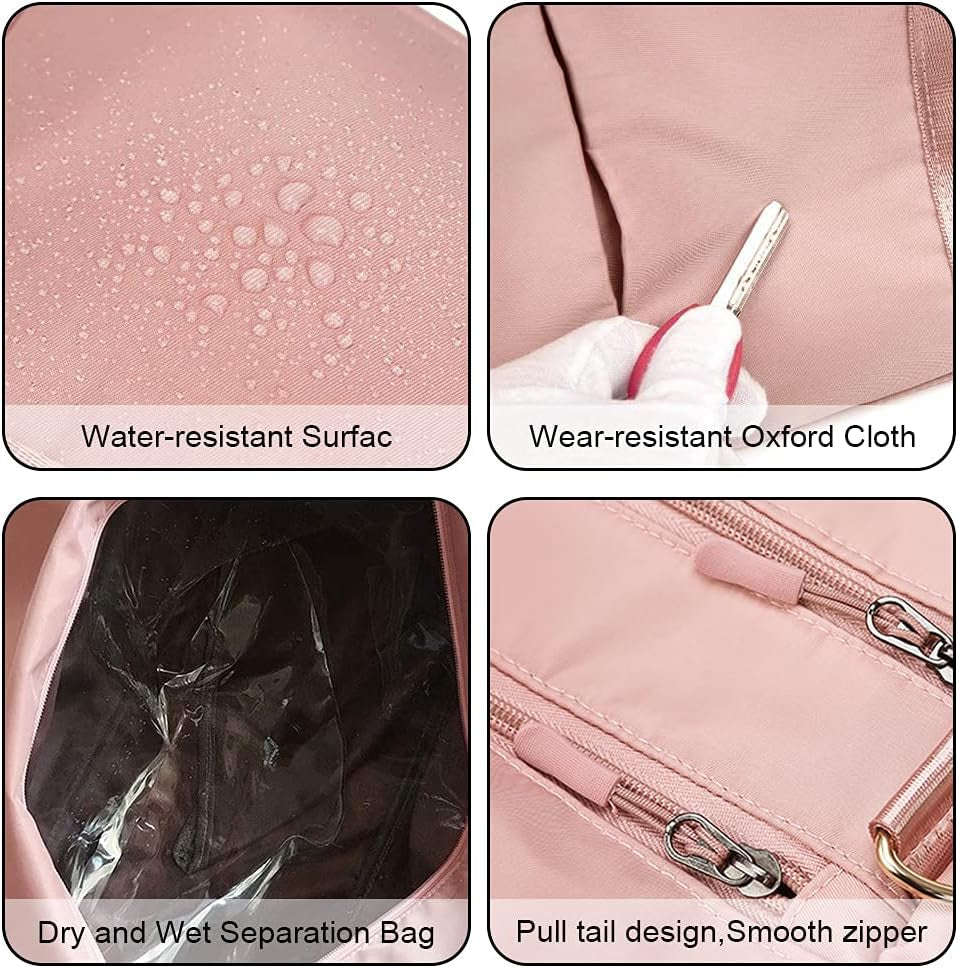 Waterproof Duffel Gym Bag Pink for Women and Men Swim Sports Travel Weekender Bag,19.68Inch