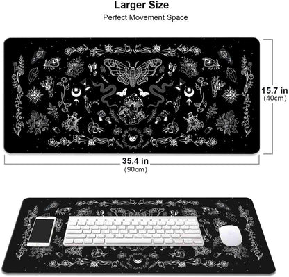Goth Desk Mat, Black Occult Large Mouse Pad, Halloween Desk Decor, Witchy XXL Mousepad, Celestial Mushroom Gaming Mousepad, Office Accessories Gifts