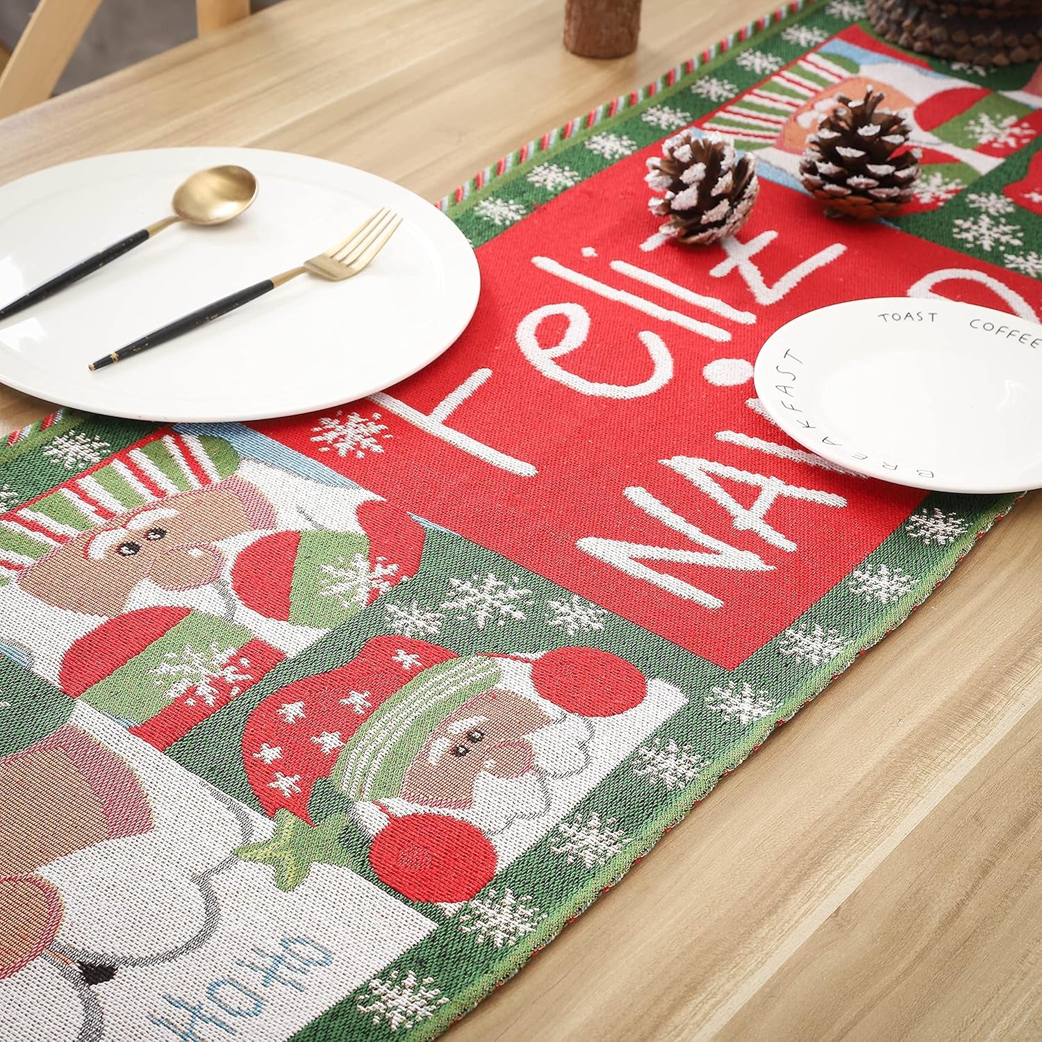 Christmas Table Runner - 13 X 72 Inch - Rustic Christmas Joy Table Runner for Xmas Holiday Family Gathering Dinner Table Decorations, Indoor or Outdoor Parties