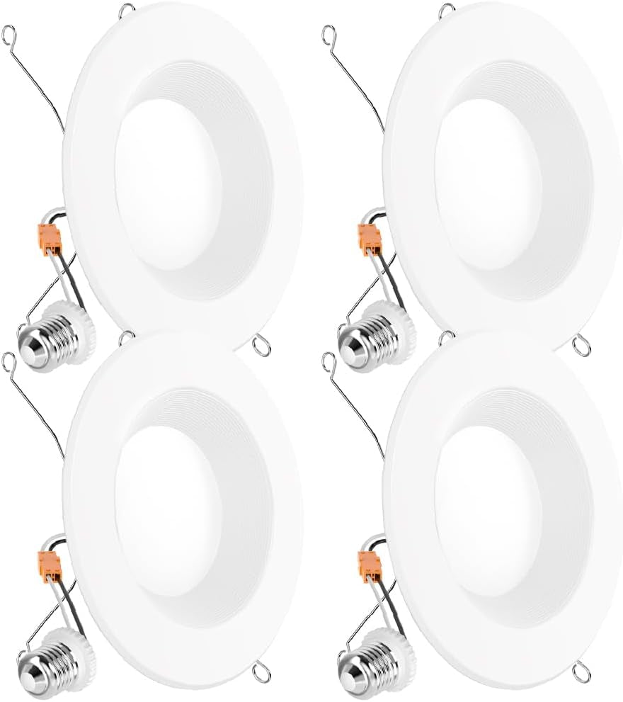 Sunco Retrofit LED Recessed Lighting 6 Inch, Downlight Can Lights for Ceiling, Baffle Trim, 965 LM, 13W (120W Equivalent), 4000K Cool White, Dimmable, Damp Rated UL 4 Pack.