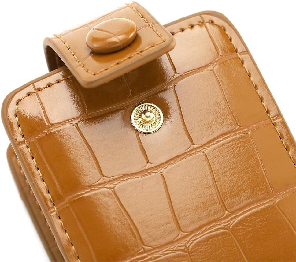 Lipstick Case with Mirror Cosmetic Bag Travel Makeup Mini Bag Lipstick Holder for Purse Lipstick Organizer for Women (Coffee)