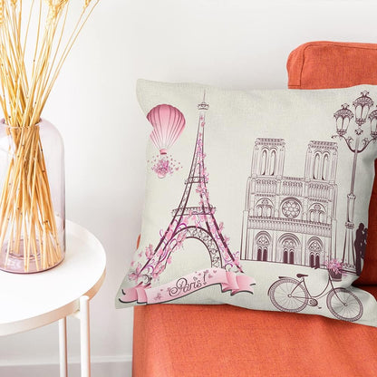 Unibedding Paris Eiffel Throw Pillow Covers Decorative Lover Theme Romantic Girls Room Cushion Covers Fall Decoration Christmas Holiday Decor, 2 Pack Pink