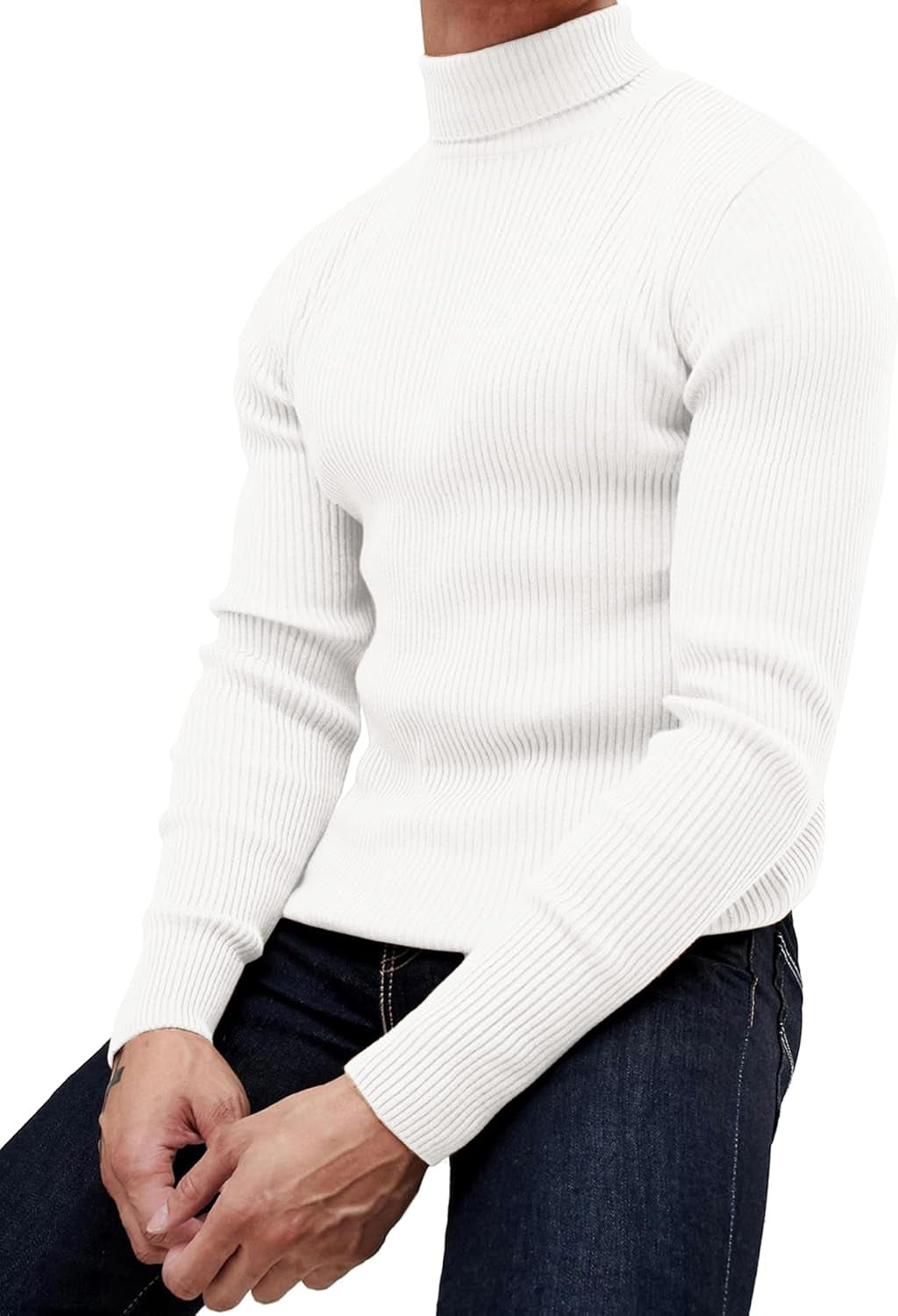 Mens Casual Basic Thermal Turtleneck Slim Fit Pullover Thermal Sweaters
