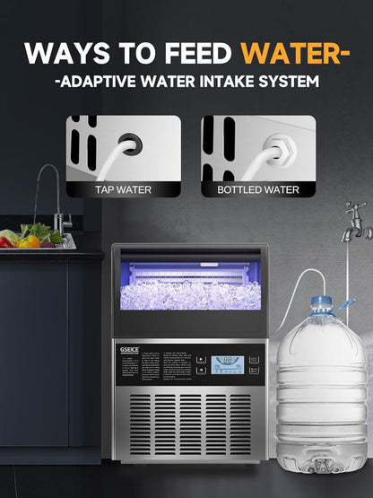 ETL Commercial Ice Machine- 80Lbs/24H, Fast Ice Maker Machine, under Counter Stainless Steel Freestanding Ice Maker with Big Storage Capacity, LED Display - Ideal for Bar Home Restaurant