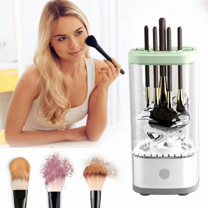 Electric Makeup Brush Cleaner,Electric Makeup Brush Cleaner Machine,Automatic Makeup Brush Cleaner for Makeup Brush and Drawing Tool,Automatic Spinning Makeup Brush Cleaner,White