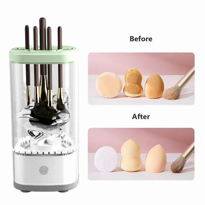 Electric Makeup Brush Cleaner,Electric Makeup Brush Cleaner Machine,Automatic Makeup Brush Cleaner for Makeup Brush and Drawing Tool,Automatic Spinning Makeup Brush Cleaner,White
