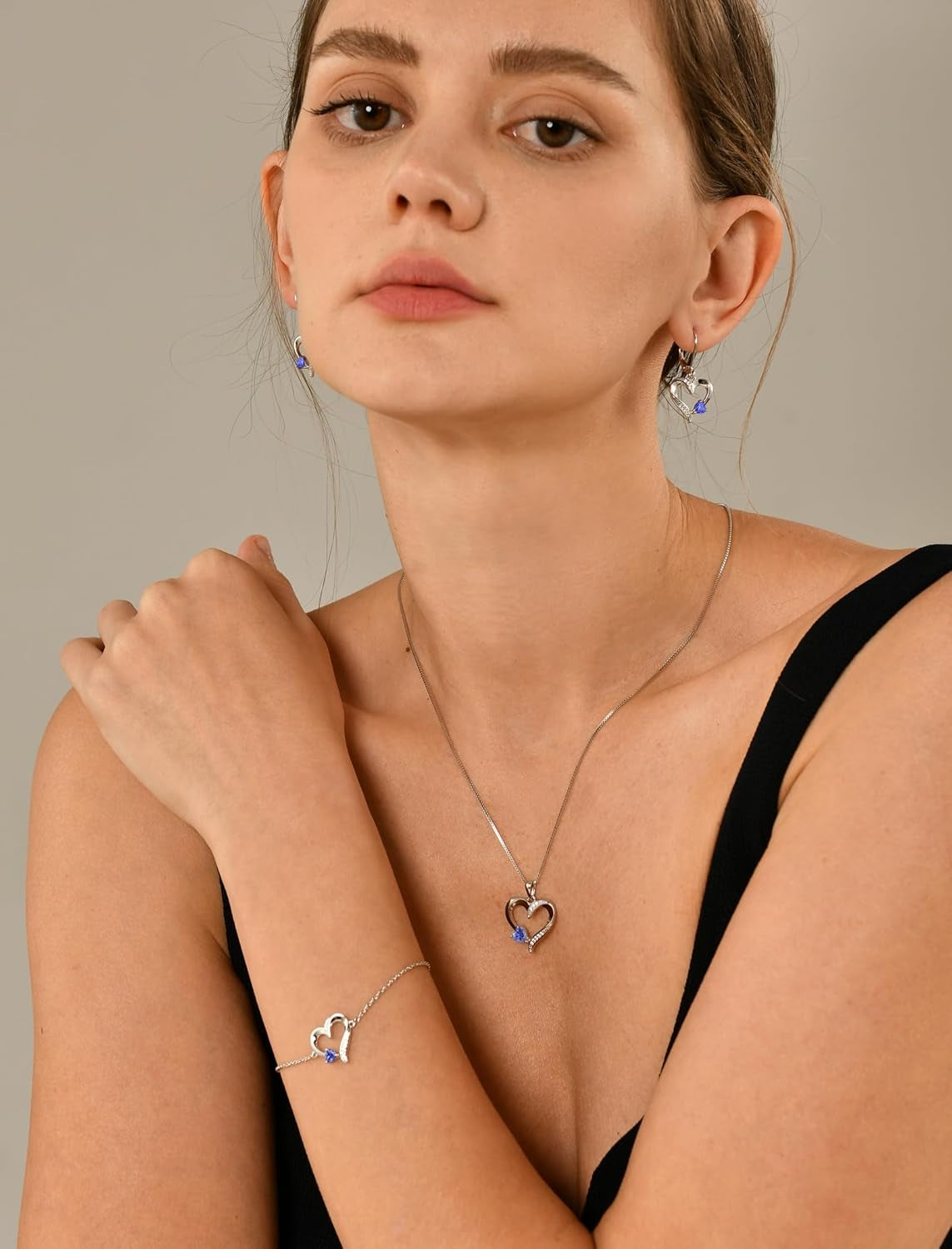 Heart Dangle Earrings 925 Sterling Silver Drop Earrings Birthstone Leverback Jewelry for Women