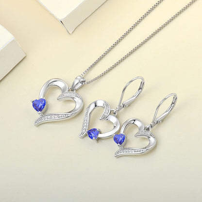 Heart Dangle Earrings 925 Sterling Silver Drop Earrings Birthstone Leverback Jewelry for Women