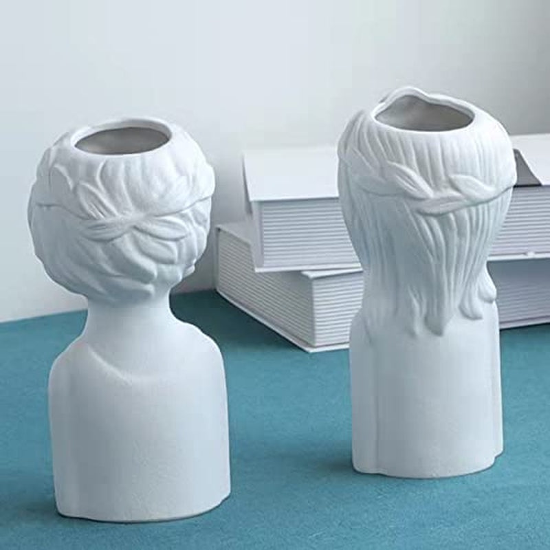 Ceramic Vases for Home Decor，Cute Body Flower Vase，Modern Vases for Home Decor (White Boy)