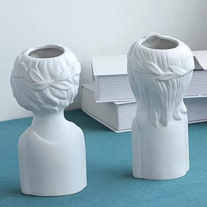Ceramic Vases for Home Decor，Cute Body Flower Vase，Modern Vases for Home Decor (White Boy)