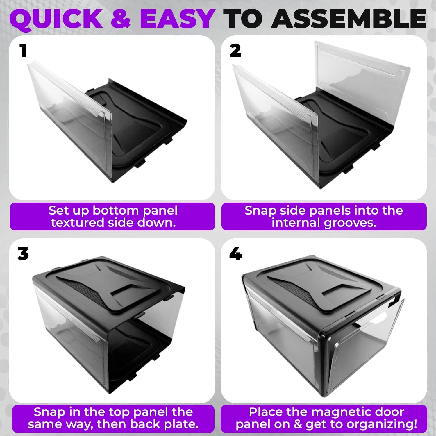 Urban Loft Premium Acrylic Shoe Boxes Stackable,Clear Shoe Organizer for Closet-Pack of 3| Large Sneaker Storage Box | Sneaker Clear Shoe Case for Sneakerheads with Drop Lid Shoe Display Case, Black