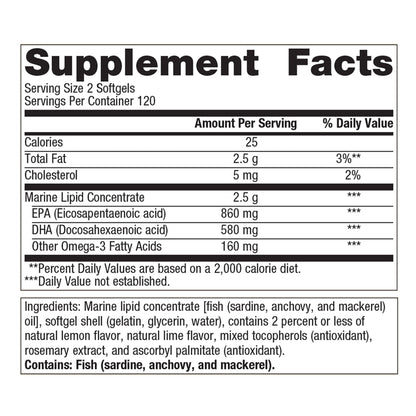 Omegagenics Fish Oil EPA-DHA 720 Mg - Omega-3 Fish Oil Supplement - for Heart Health, Musculoskeletal Health & Immune System Health* - with DHA & EPA - 240 Softgels