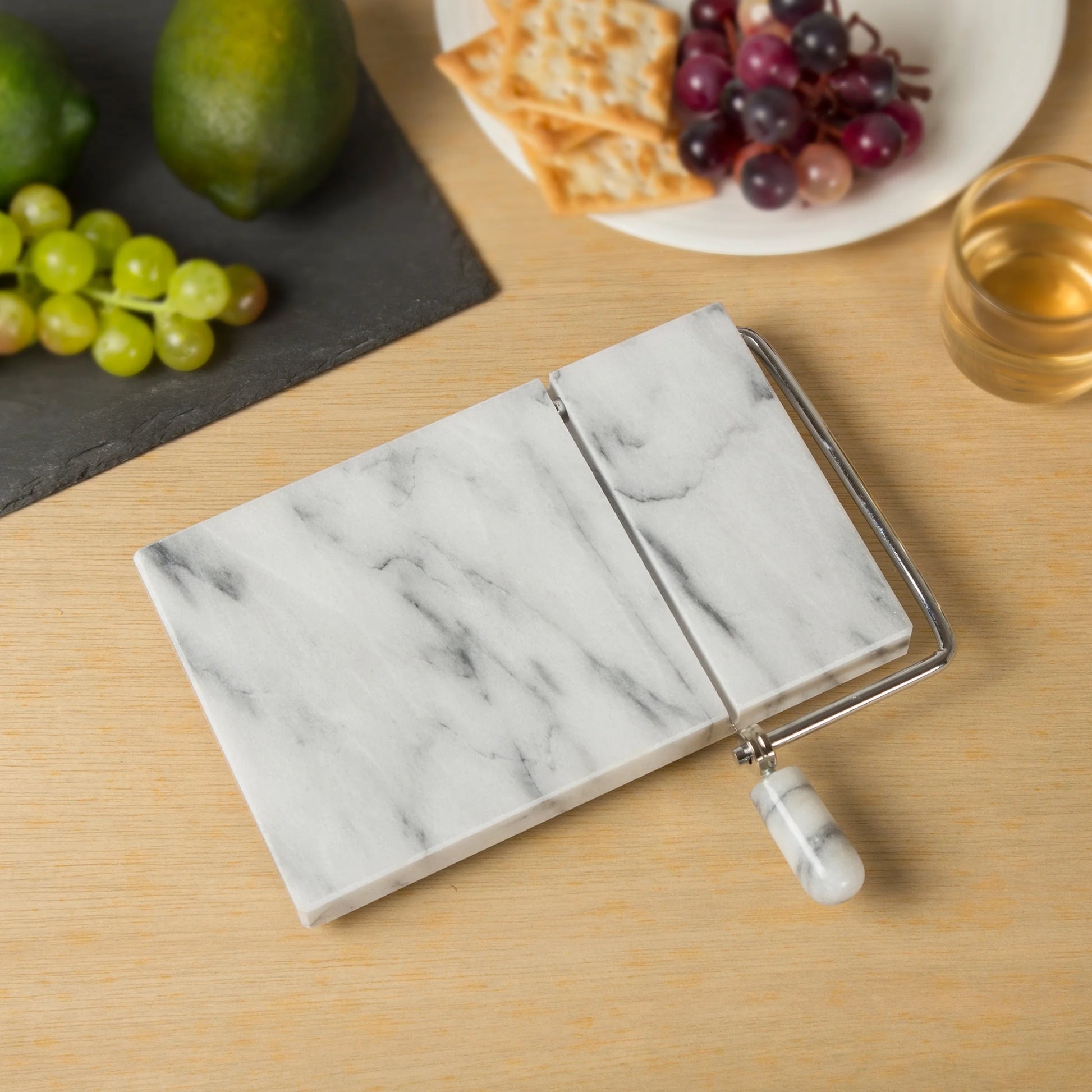 Creative Home Natural Off-White Marble 5" X 8" Cheese Slicer Butter Cutter