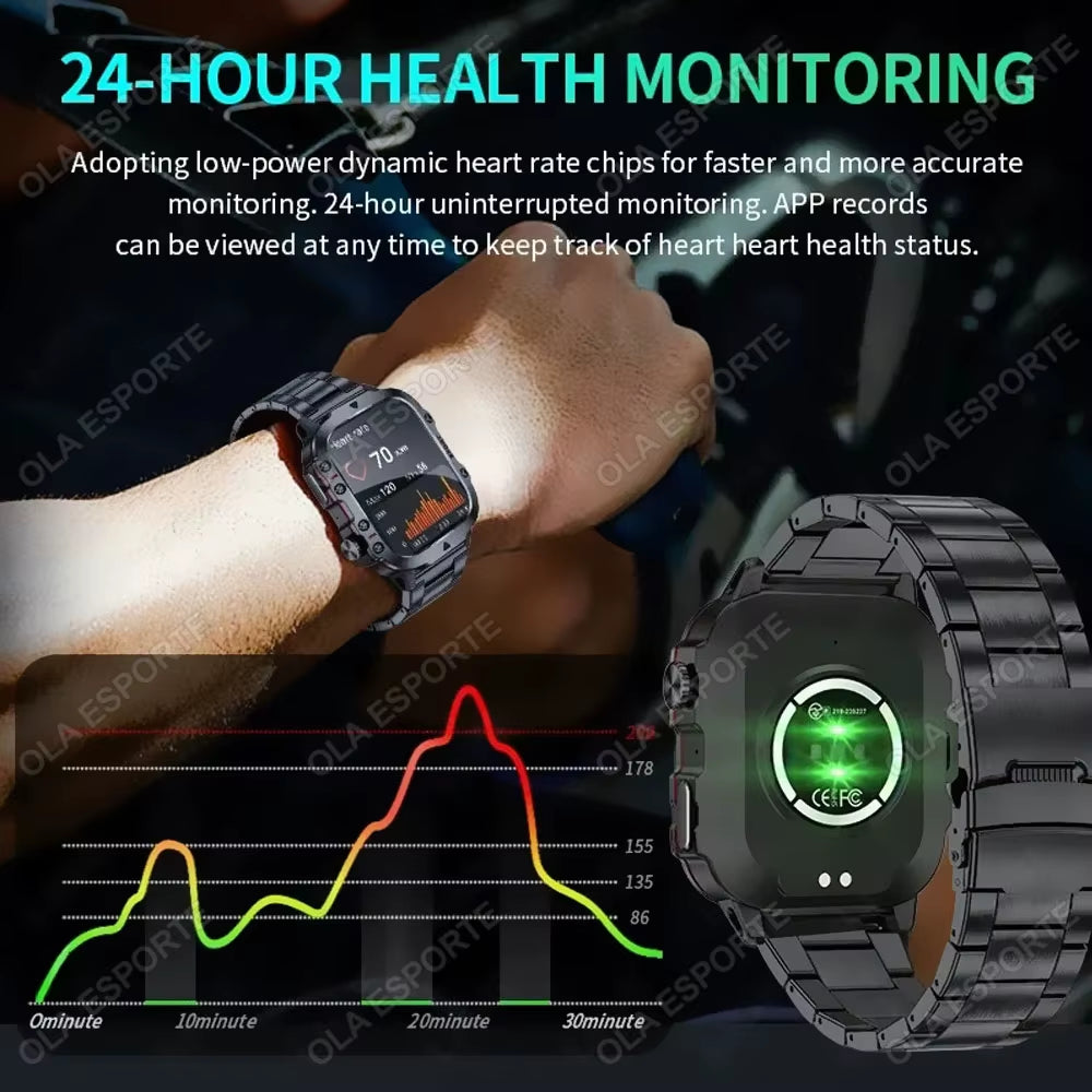 Original Men Smartwatch Flashlight Bluetooth Call Fitness Clock IP68 Waterproof Sports Men for Xiaomi Android Smart Watch 2024