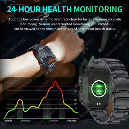 Original Men Smartwatch Flashlight Bluetooth Call Fitness Clock IP68 Waterproof Sports Men for Xiaomi Android Smart Watch 2024