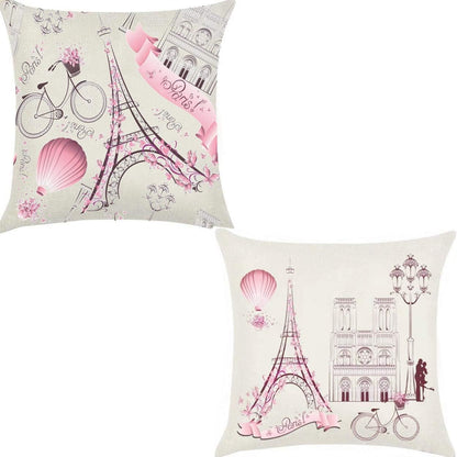 Unibedding Paris Eiffel Throw Pillow Covers Decorative Lover Theme Romantic Girls Room Cushion Covers Fall Decoration Christmas Holiday Decor, 2 Pack Pink