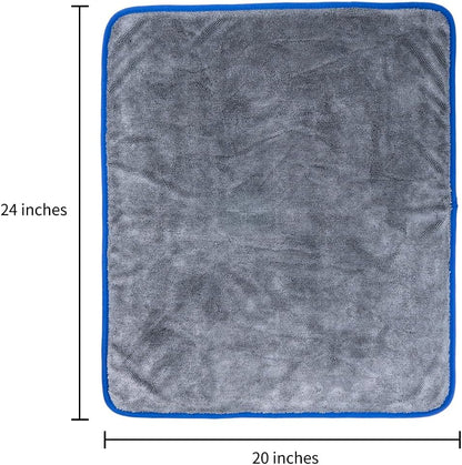 Microfiber Car Drying Towel Super Absorbent Twist Pile Car Towels Rapid Drying Large Cleaning Lint-Free Detailing Cloth Gray 24 X 20 Inches Pack of 2