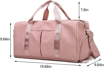 Waterproof Duffel Gym Bag Pink for Women and Men Swim Sports Travel Weekender Bag,19.68Inch