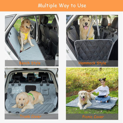 Car Seat Covers Backseat - Dog Hammock - Car Seat Cover for Back Seat SUV with Mesh Window Multiple Pockets Zipper Flap Nonslip Rubber Back Washable Material