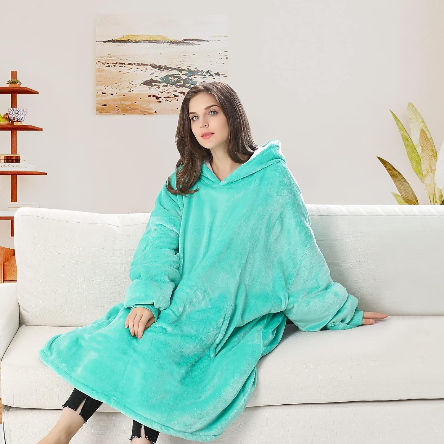 Wearable Blanket Hoodie, Oversized Sherpa Hooded Blanket Sweatshirt, Super Warm and Cozy Hoodie Blanket for Women Men Adults