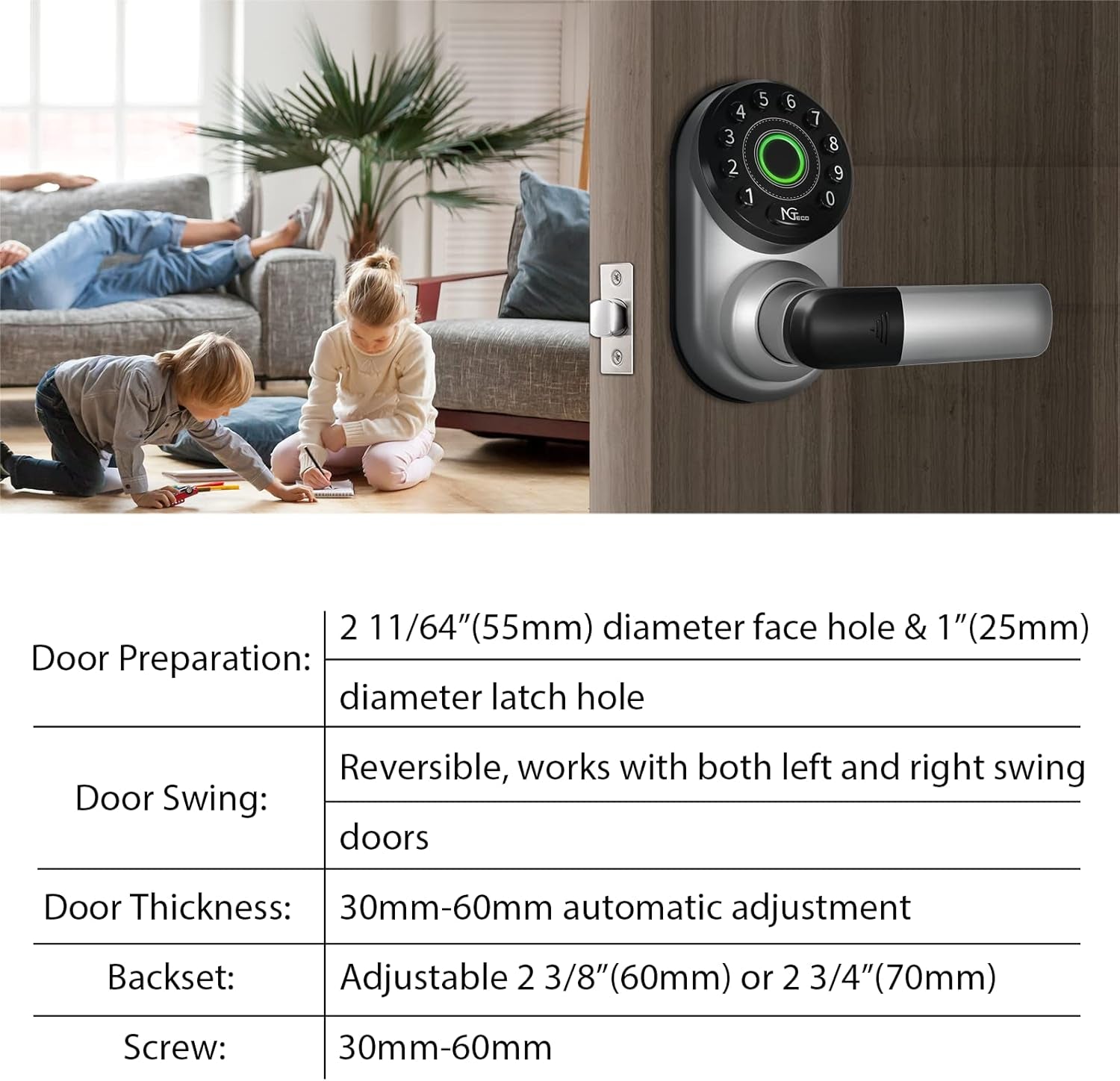 Smart Biometric Fingerprint Door Lock with Wifi, Keypad, and Bluetooth