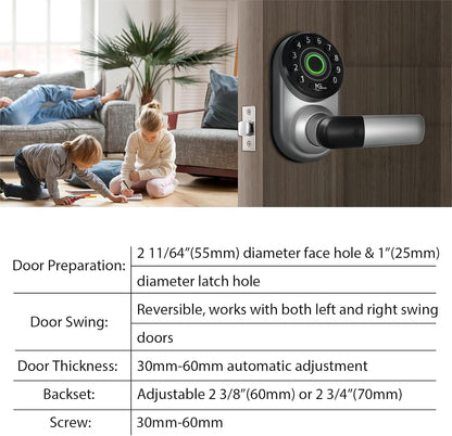 Smart Biometric Fingerprint Door Lock with Wifi, Keypad, and Bluetooth