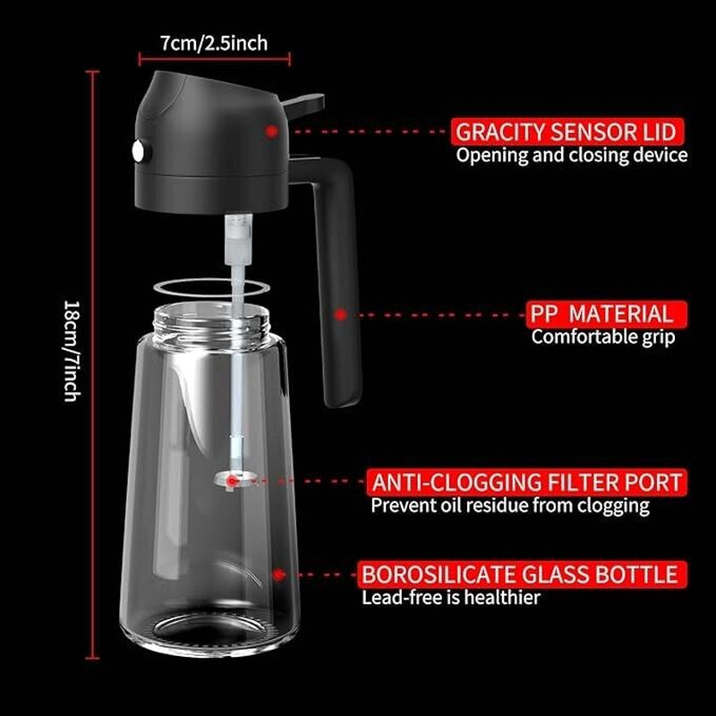 Oil Dispenser Bottle for Kitchen,2 in 1 Oil Dispenser and Oil Sprayer,450Ml Oliv