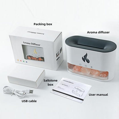 Flame Salt Lamp Diffusers Humidifier for Bedroom, Colorful Aromatherapy Essential Oil Diffuser, Fire Air Aroma Humidifier with Timer for Home,Desktop,Office,Yoga (White,250Ml)