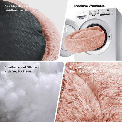 round Dog Bed Cuddler Washable round Pet Bed for Cats and Medium Dogs Comforting Dog Bed