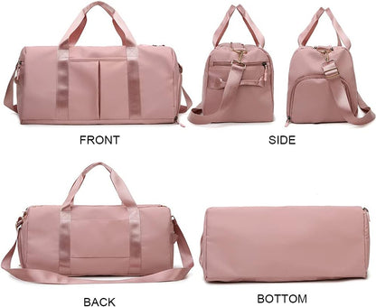 Waterproof Duffel Gym Bag Pink for Women and Men Swim Sports Travel Weekender Bag,19.68Inch