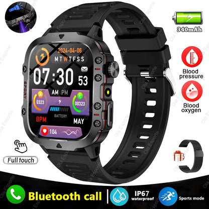 Original Men Smartwatch Flashlight Bluetooth Call Fitness Clock IP68 Waterproof Sports Men for Xiaomi Android Smart Watch 2024