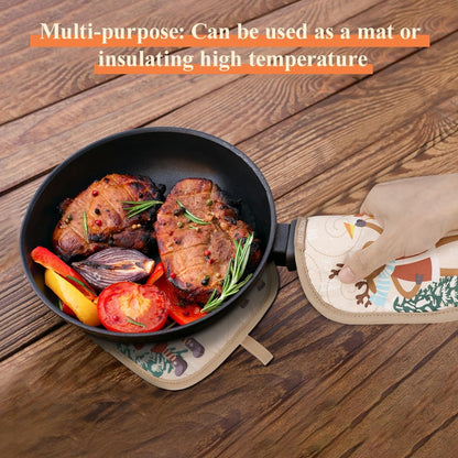 Cute Christmas Oven Mitt, 5PCS Merry Christmas Oven Mitts and Pot Holders Sets, Heat Resistant Oven Gloves and Pot Holders, Oven Mitt & Pot Holder for Christmas Kitchen Cooking Baking