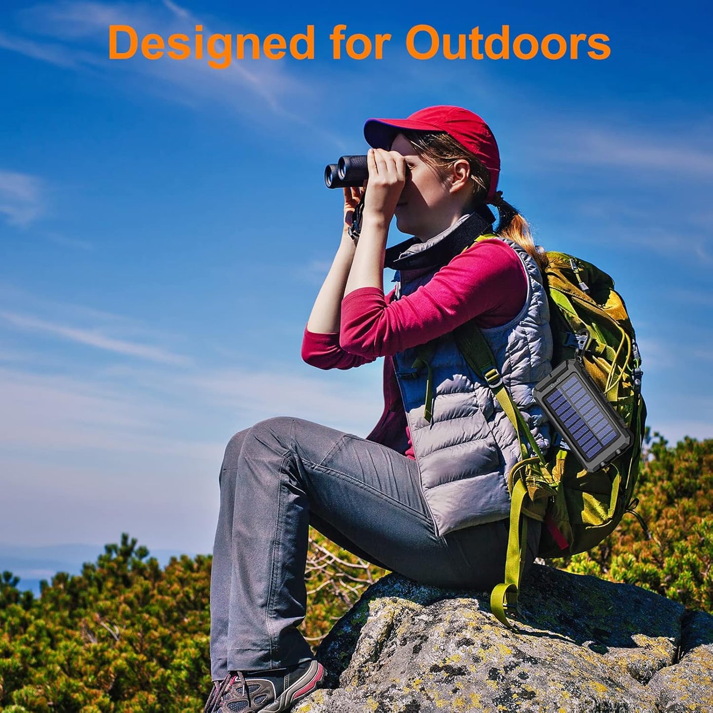 Solar Charger Power Bank, 38800Mah Portable Charger Fast Charger Dual USB Port Built-In Led Flashlight and Compass for All Cell Phone and Electronic Devices Black